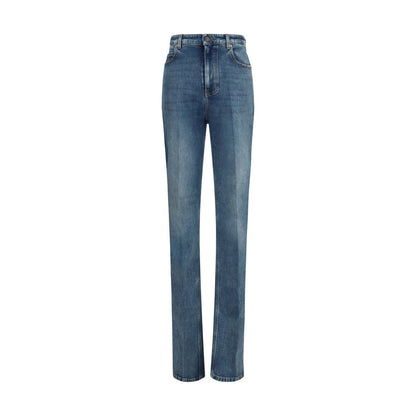 Jean Balenciaga en coton bleu taille haute