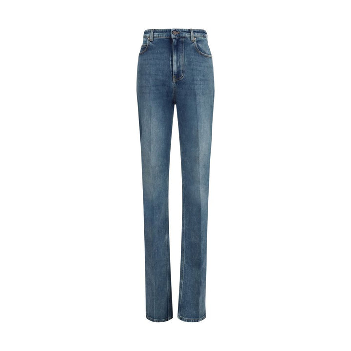 Vaquero Balenciaga azul de algodón de talle alto