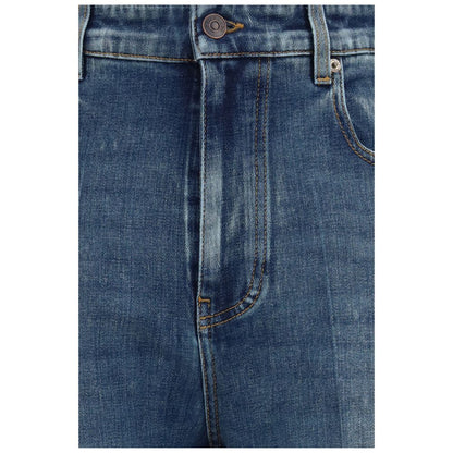 Jean Balenciaga en coton bleu taille haute