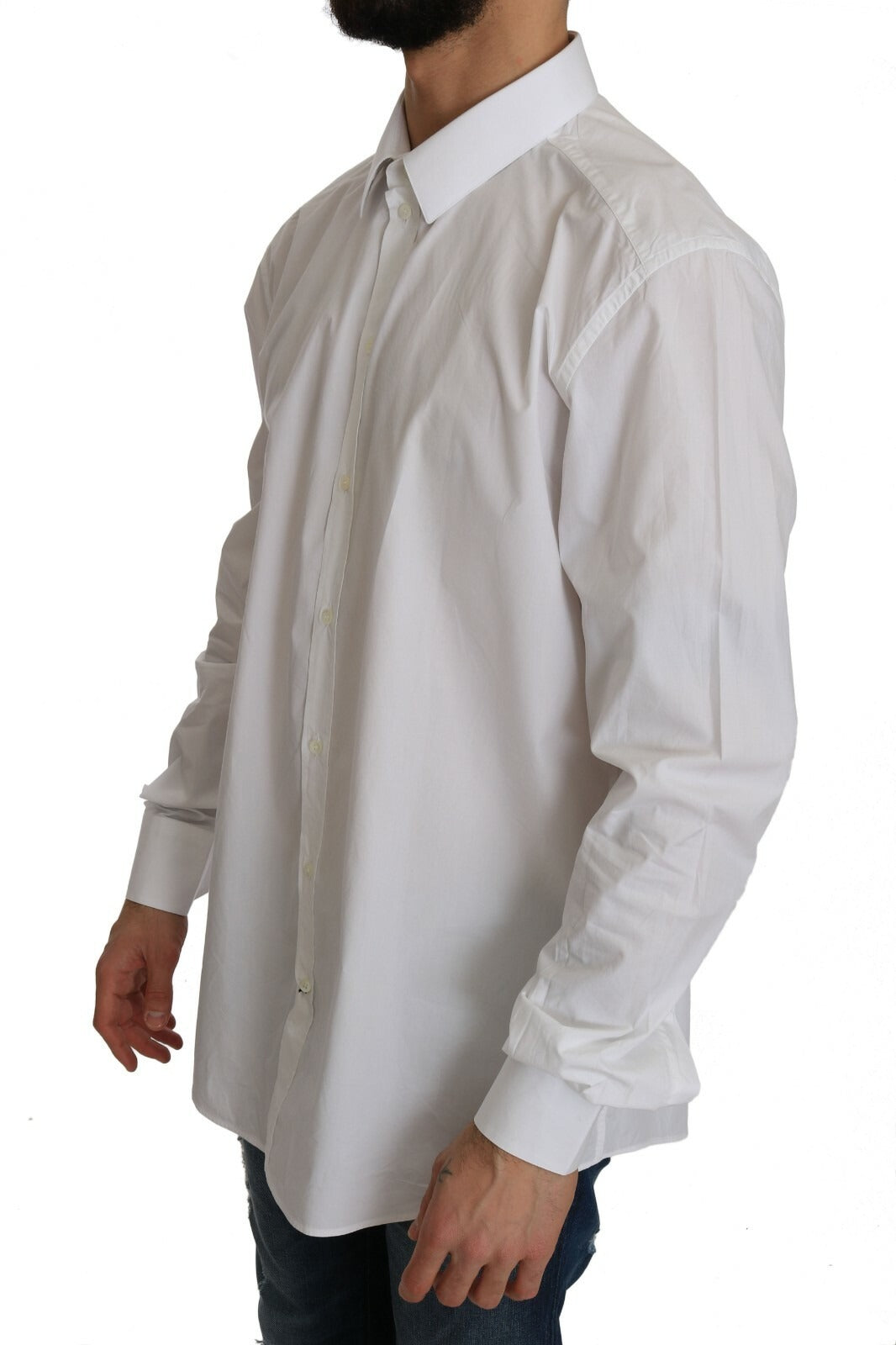 Dolce & Gabbana Camisa de vestir entallada GOLD blanca 100% algodón