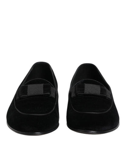 Dolce & Gabbana Black Cotton Slip-On Loafers