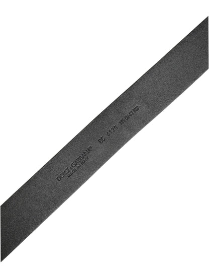 Ceinture Dolce & Gabbana en cuir noir avec boucle logo Prince Crown