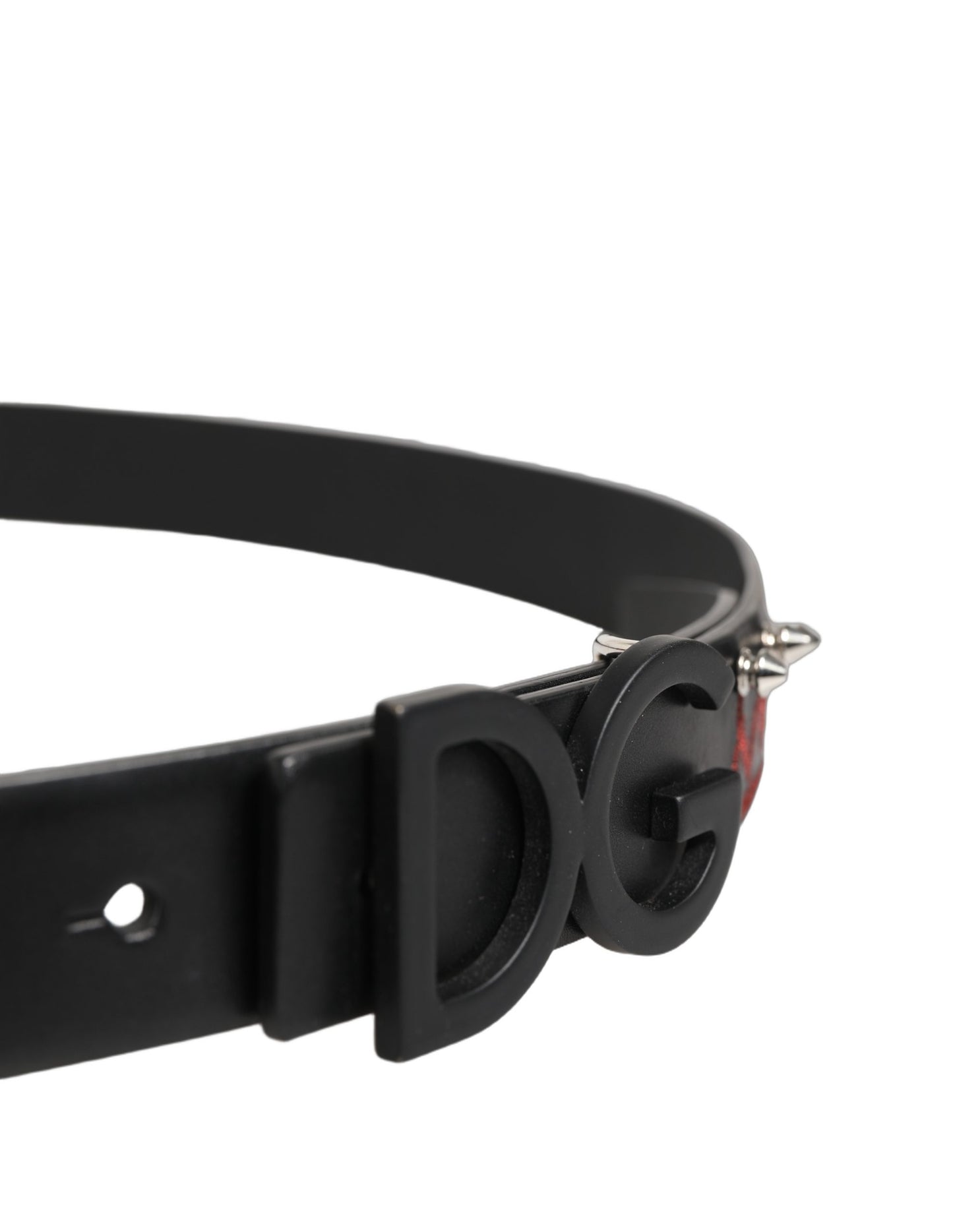 Ceinture Dolce & Gabbana en cuir noir avec boucle logo Prince Crown