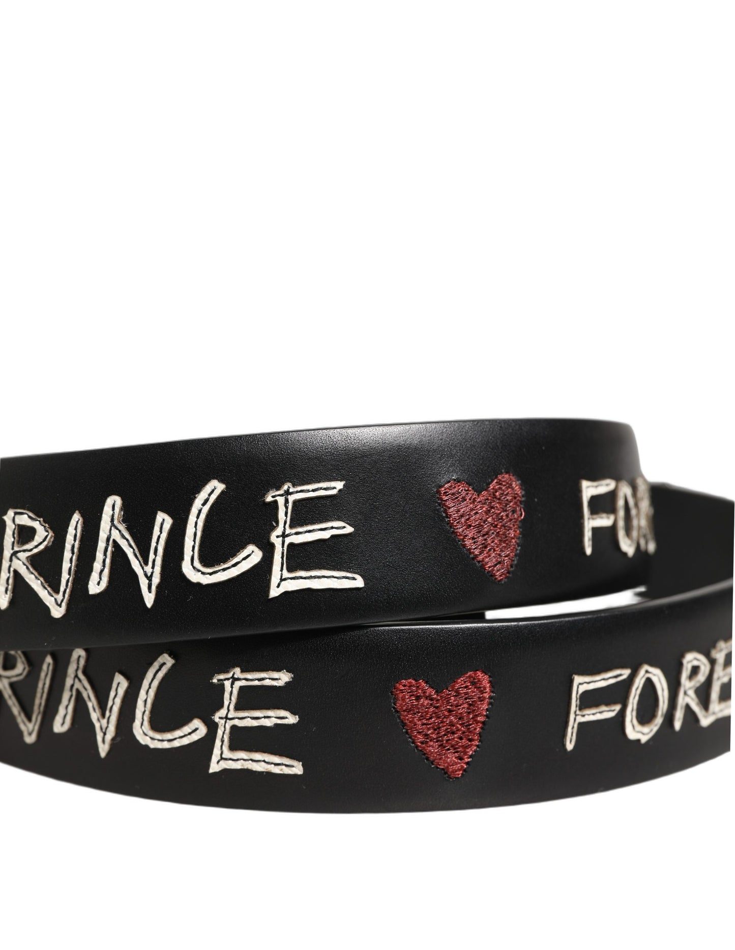 Ceinture Dolce & Gabbana en cuir noir avec boucle logo Prince Crown