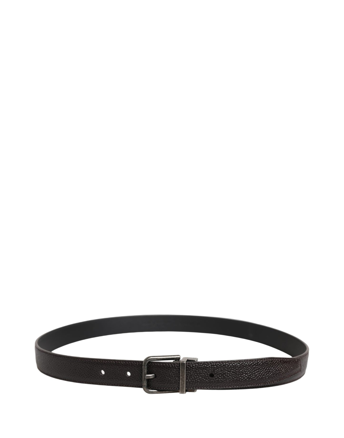 Ceinture Dolce & Gabbana en cuir de veau marron, style vintage, avec boucle argentée