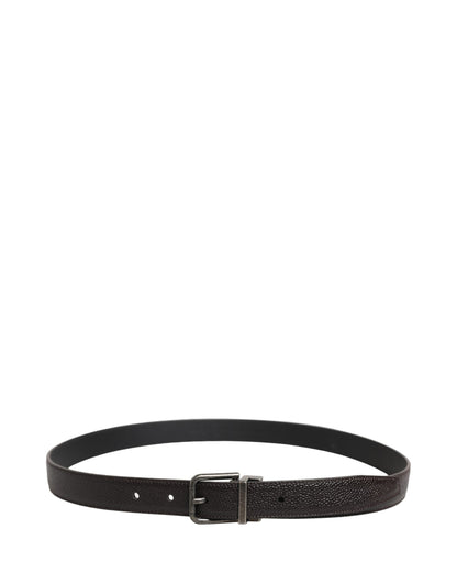 Ceinture Dolce & Gabbana en cuir de veau marron, style vintage, avec boucle argentée
