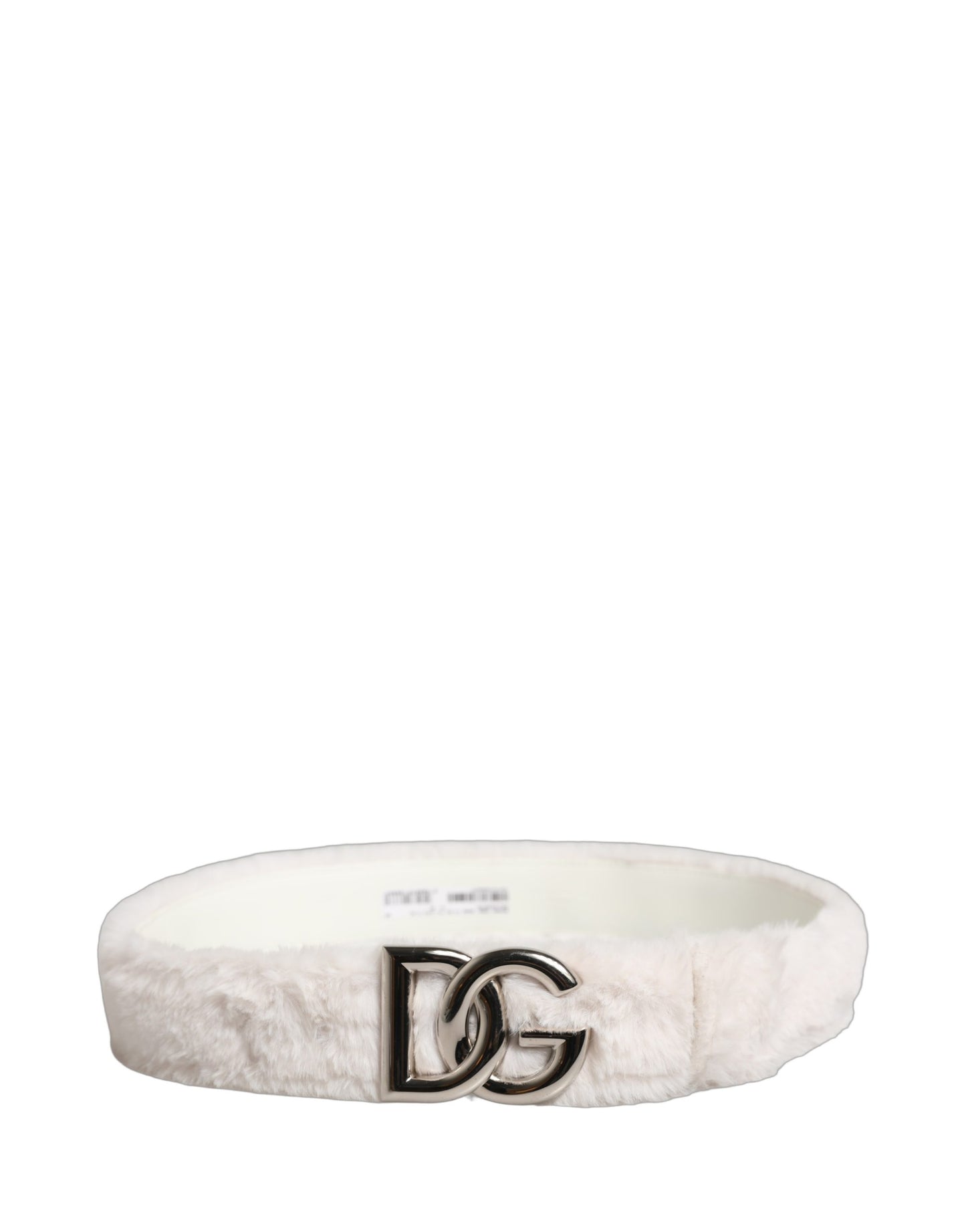 Cinturón Dolce & Gabbana de Lana Blanca con Logo DG Plateado y Hebilla Metálica