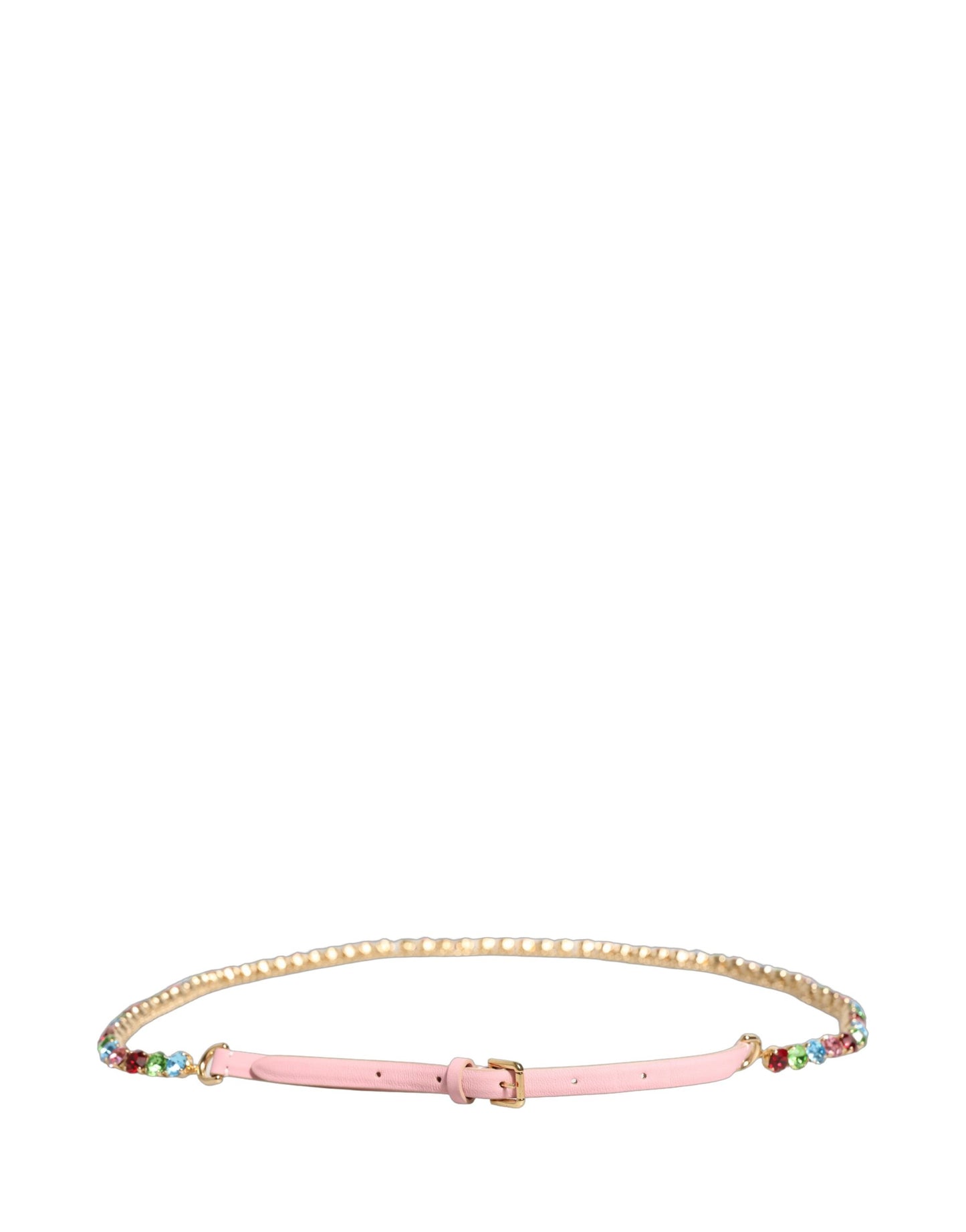 Cinturón Dolce & Gabbana de cuero rosa con cadena de cristal