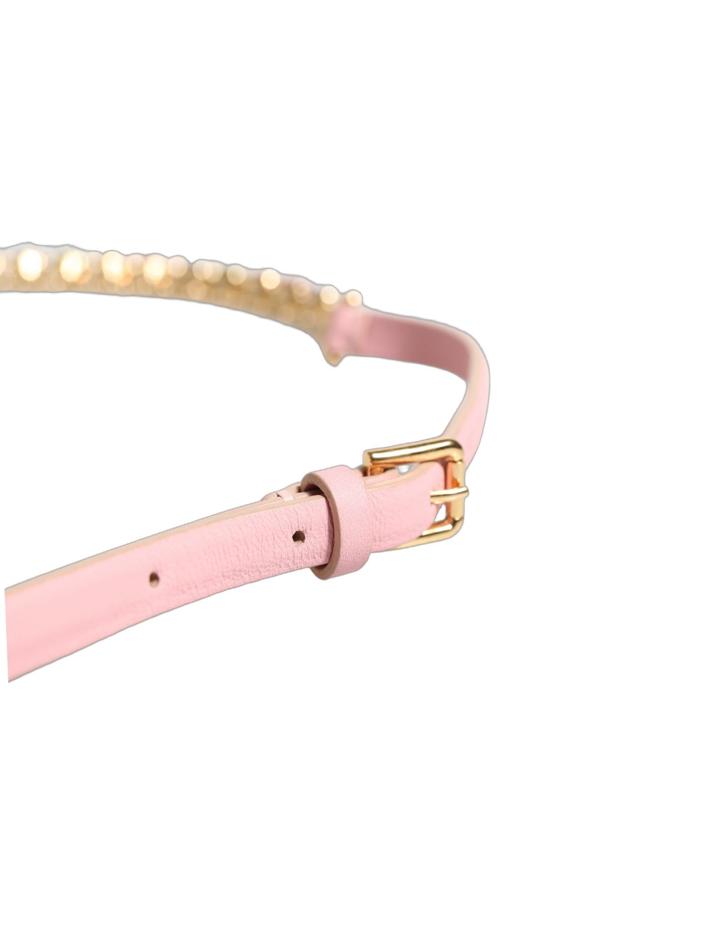 Cinturón Dolce & Gabbana de cuero rosa con cadena de cristal