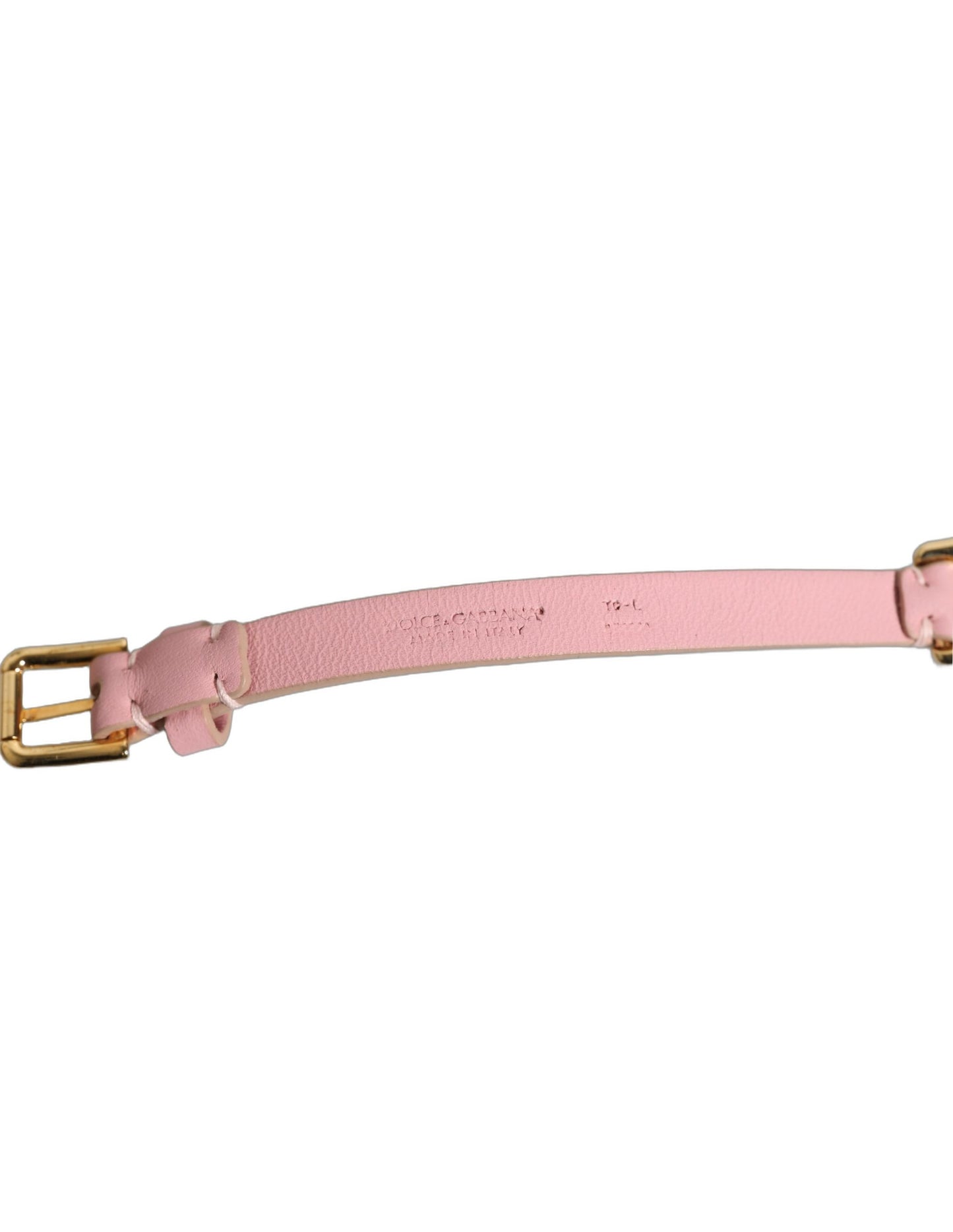 Cinturón Dolce & Gabbana de cuero rosa con cadena de cristal