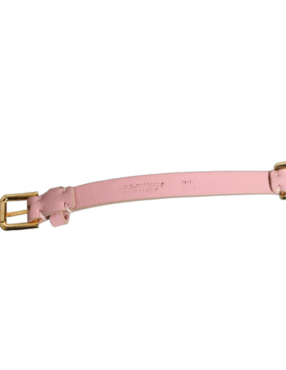 Cinturón Dolce & Gabbana de cuero rosa con cadena de cristal