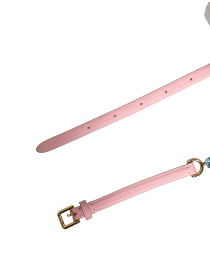 Cinturón Dolce & Gabbana de cuero rosa con cadena de cristal
