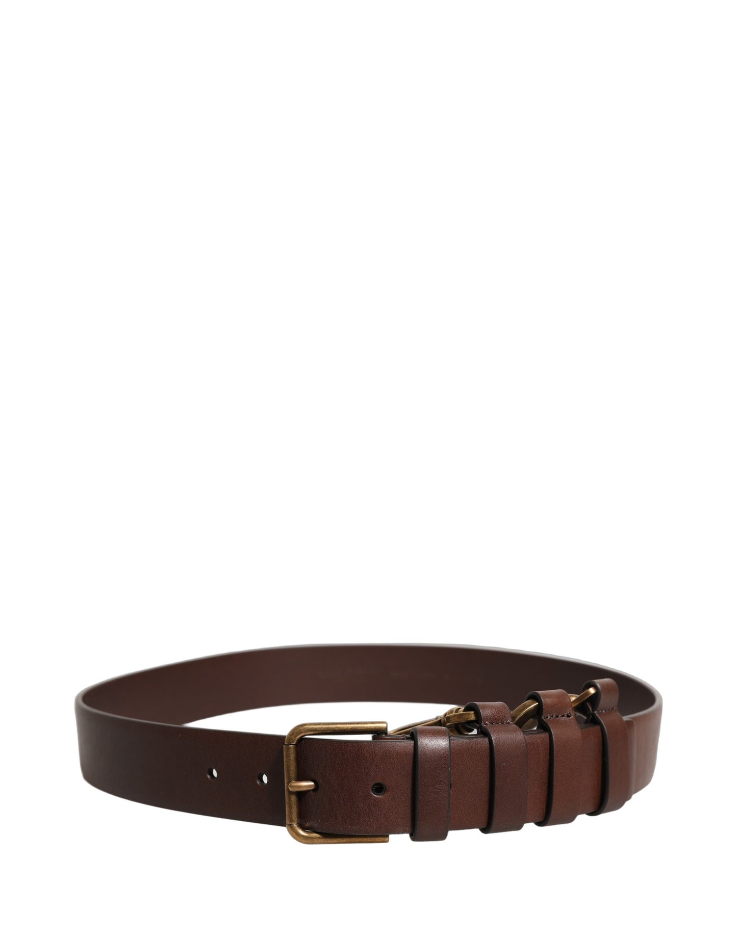 Cinturón Dolce & Gabbana de piel de becerro marrón con hebilla de metal dorado