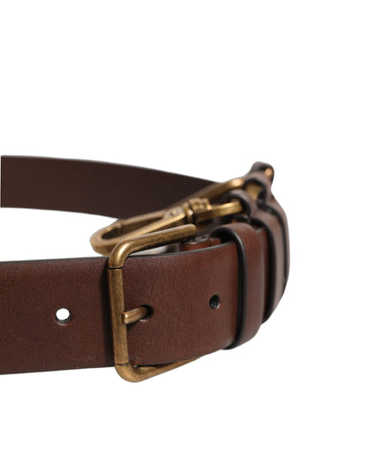 Cinturón Dolce & Gabbana de piel de becerro marrón con hebilla de metal dorado