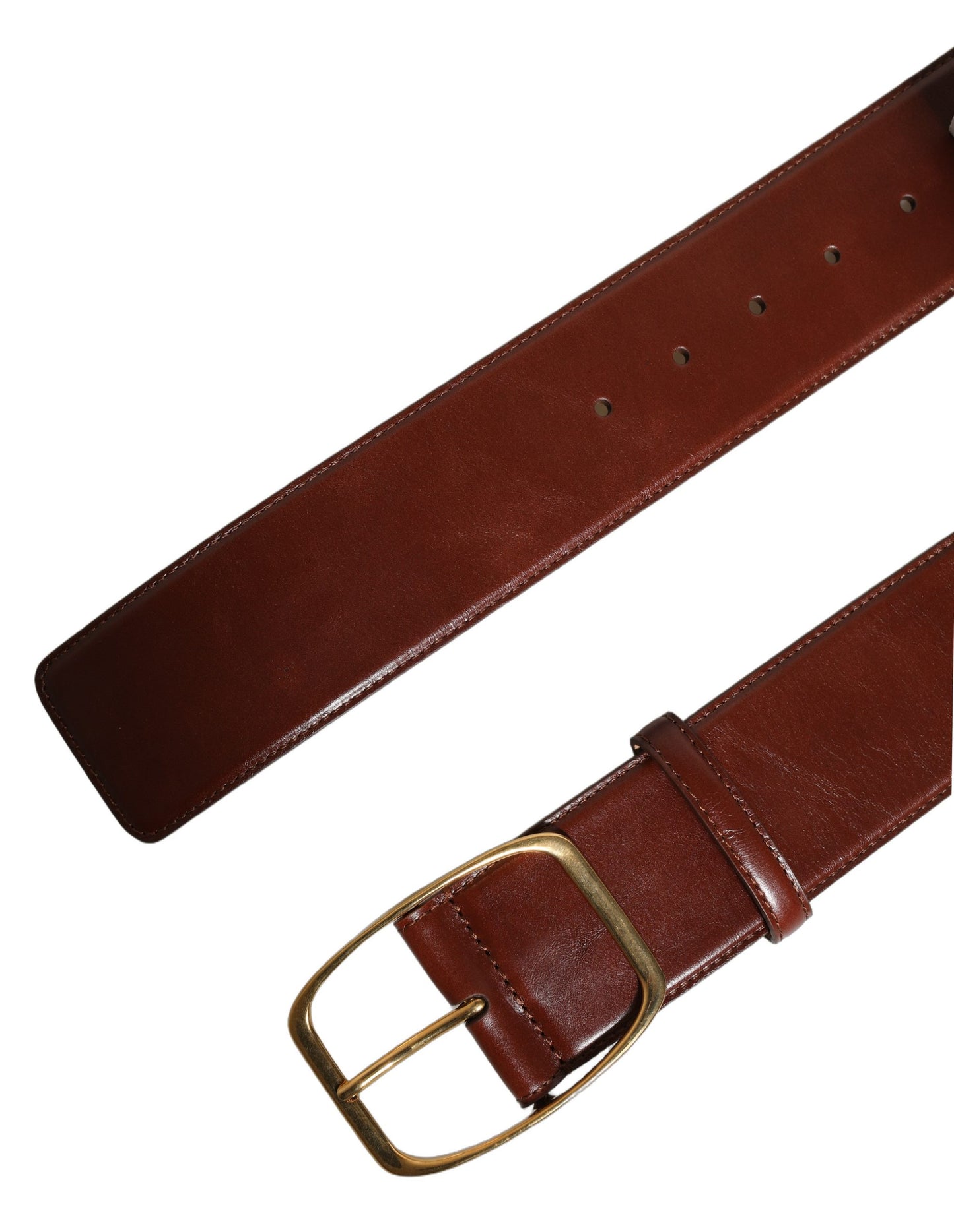 Ceinture Dolce & Gabbana en Cuir de Veau Marron et Boucle en Métal Doré