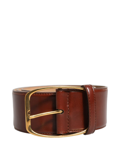 Ceinture Dolce & Gabbana en Cuir de Veau Marron et Boucle en Métal Doré