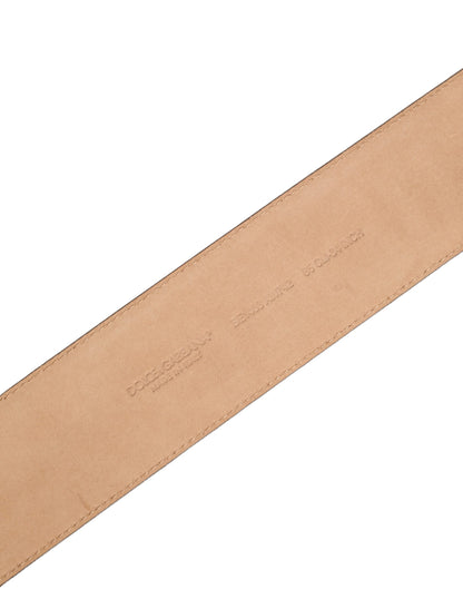 Ceinture Dolce & Gabbana en Cuir de Veau Marron et Boucle en Métal Doré
