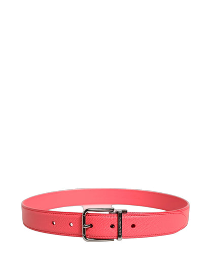 Cinturón Dolce & Gabbana de piel de cordero rosa con hebilla de metal plateado
