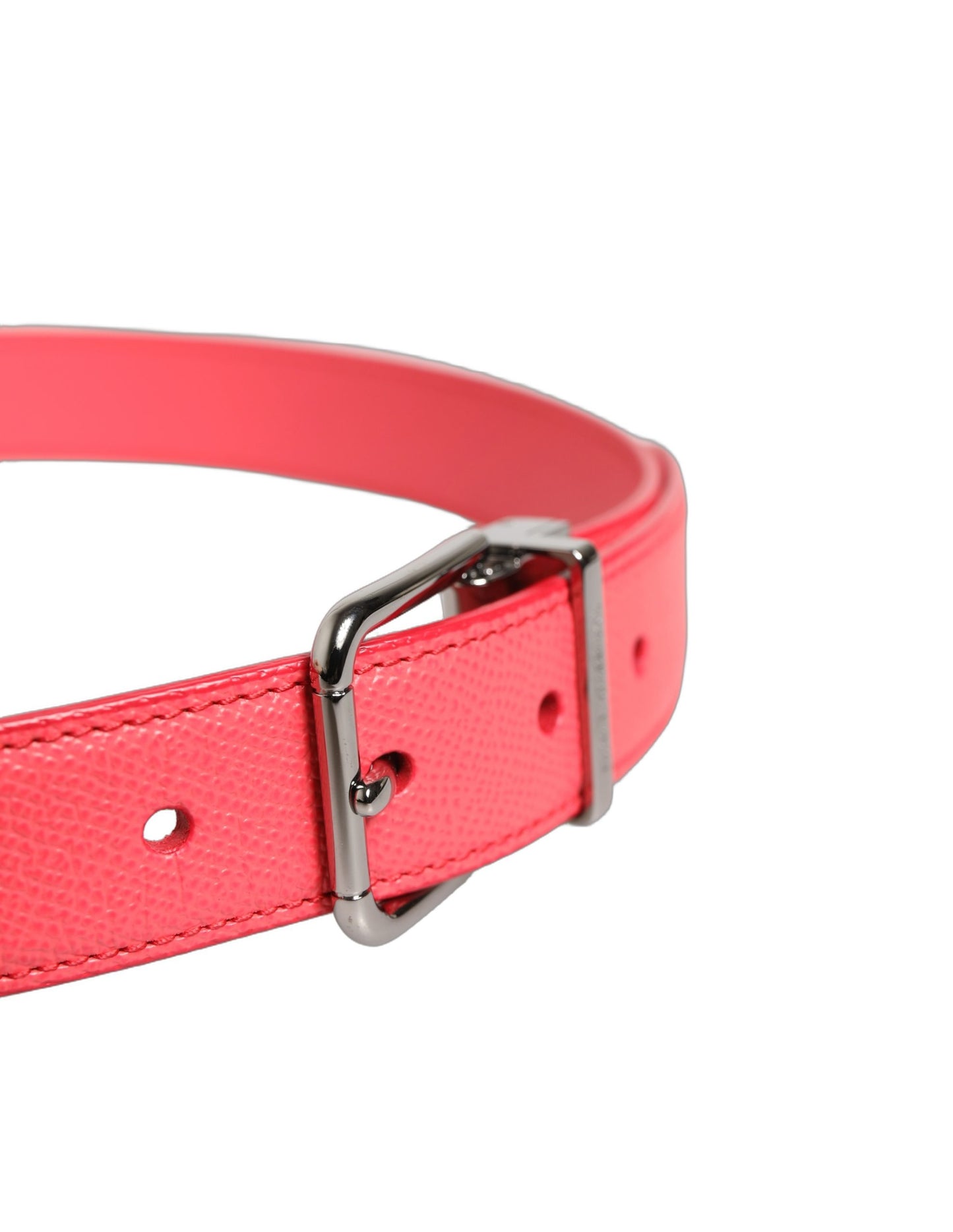 Cinturón Dolce & Gabbana de piel de cordero rosa con hebilla de metal plateado