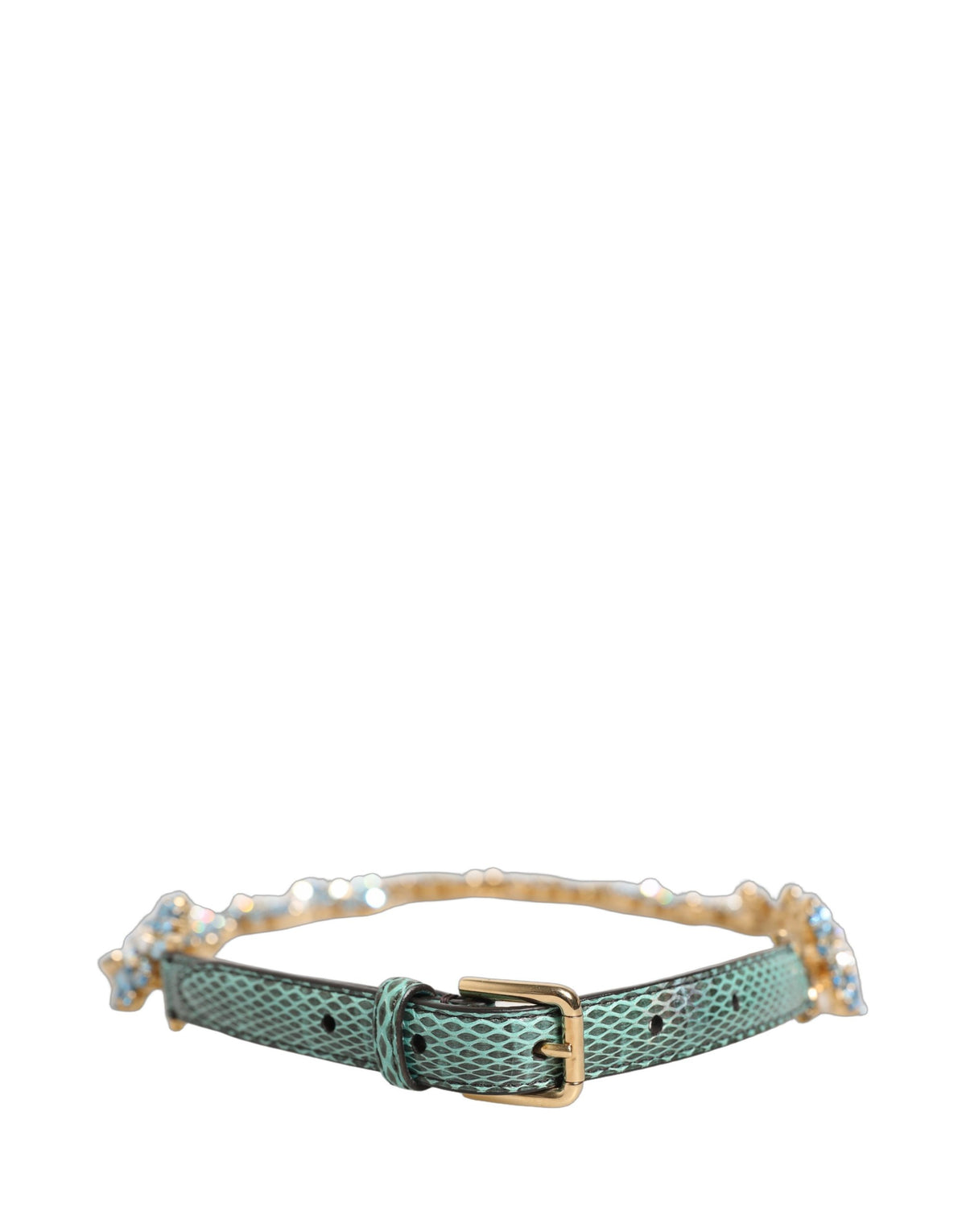 Dolce & Gabbana Green Leather Daisy Crystal Embellished Waist Women\'s Belt Dolce & Gabbana Green Leather Daisy Crystal Embellished  main image 3