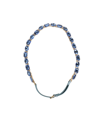 Cinturón Dolce & Gabbana de cuero azul adornado con cadena de cristales