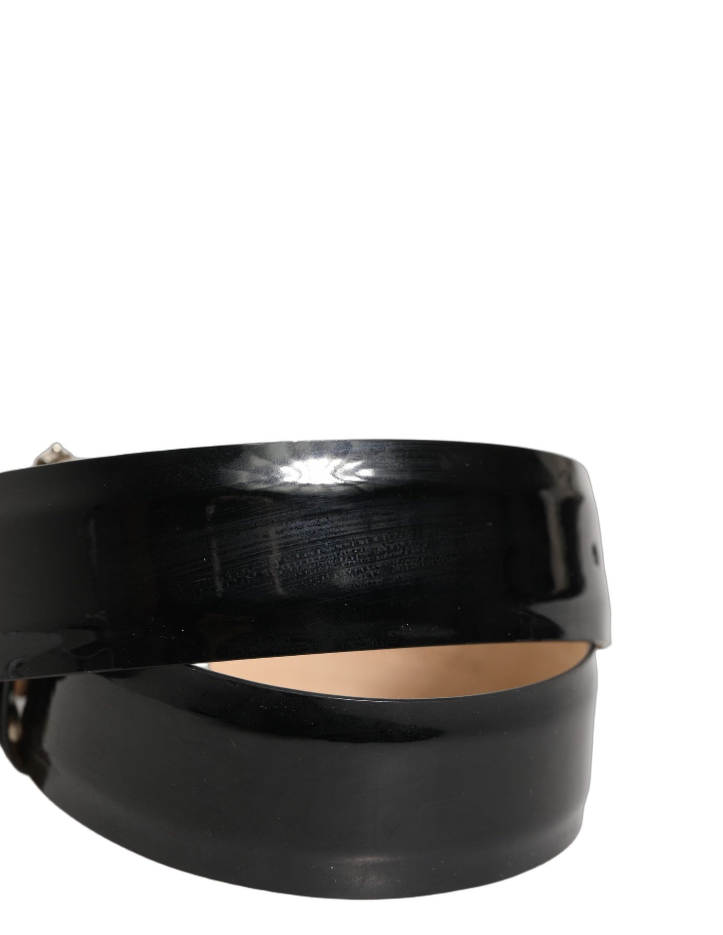 Cinturón Dolce & Gabbana de piel negra con hebilla de metal y cristal