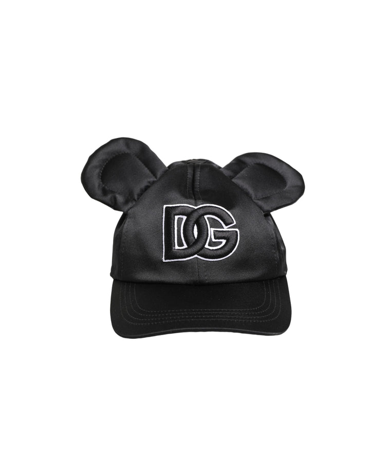 Gorra de béisbol Dolce & Gabbana para hombre, negra, de terciopelo con orejas de animales
