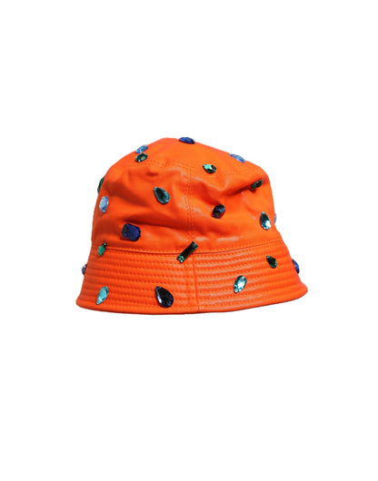 Gorra de pescador tipo cubo con cristales naranjas Dolce & Gabbana