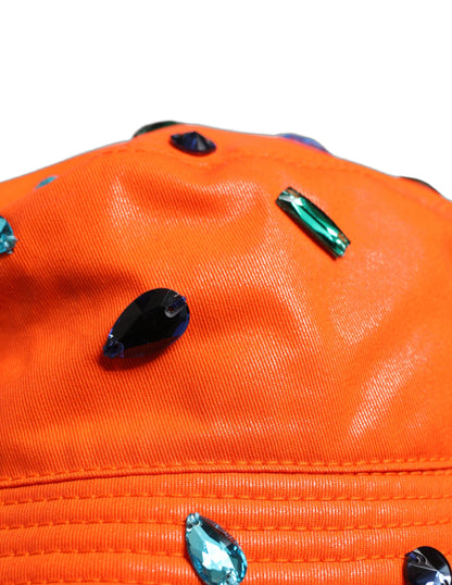 Gorra de pescador tipo cubo con cristales naranjas Dolce & Gabbana