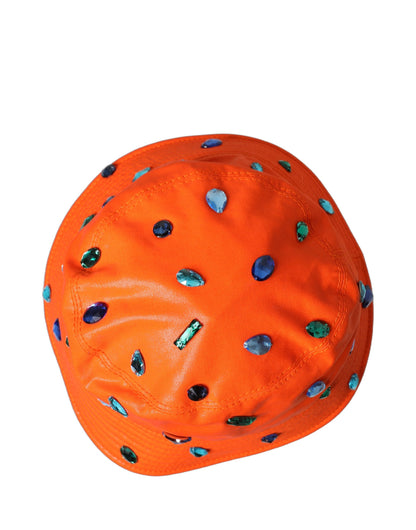 Gorra de pescador tipo cubo con cristales naranjas Dolce & Gabbana