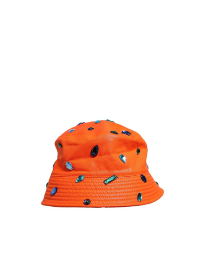 Gorra de pescador tipo cubo con cristales naranjas Dolce & Gabbana