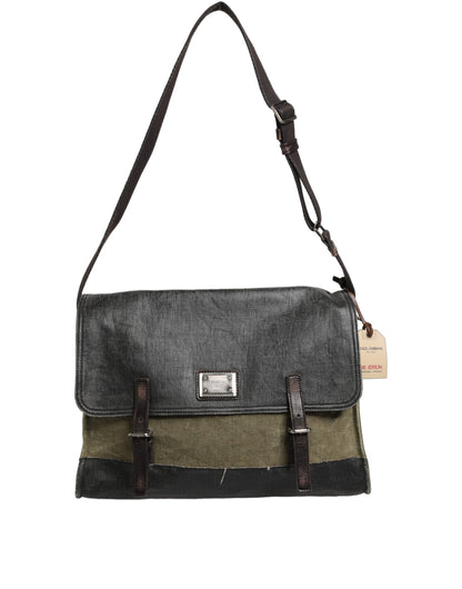 Sac bandoulière messager homme Dolce & Gabbana bicolore vert militaire