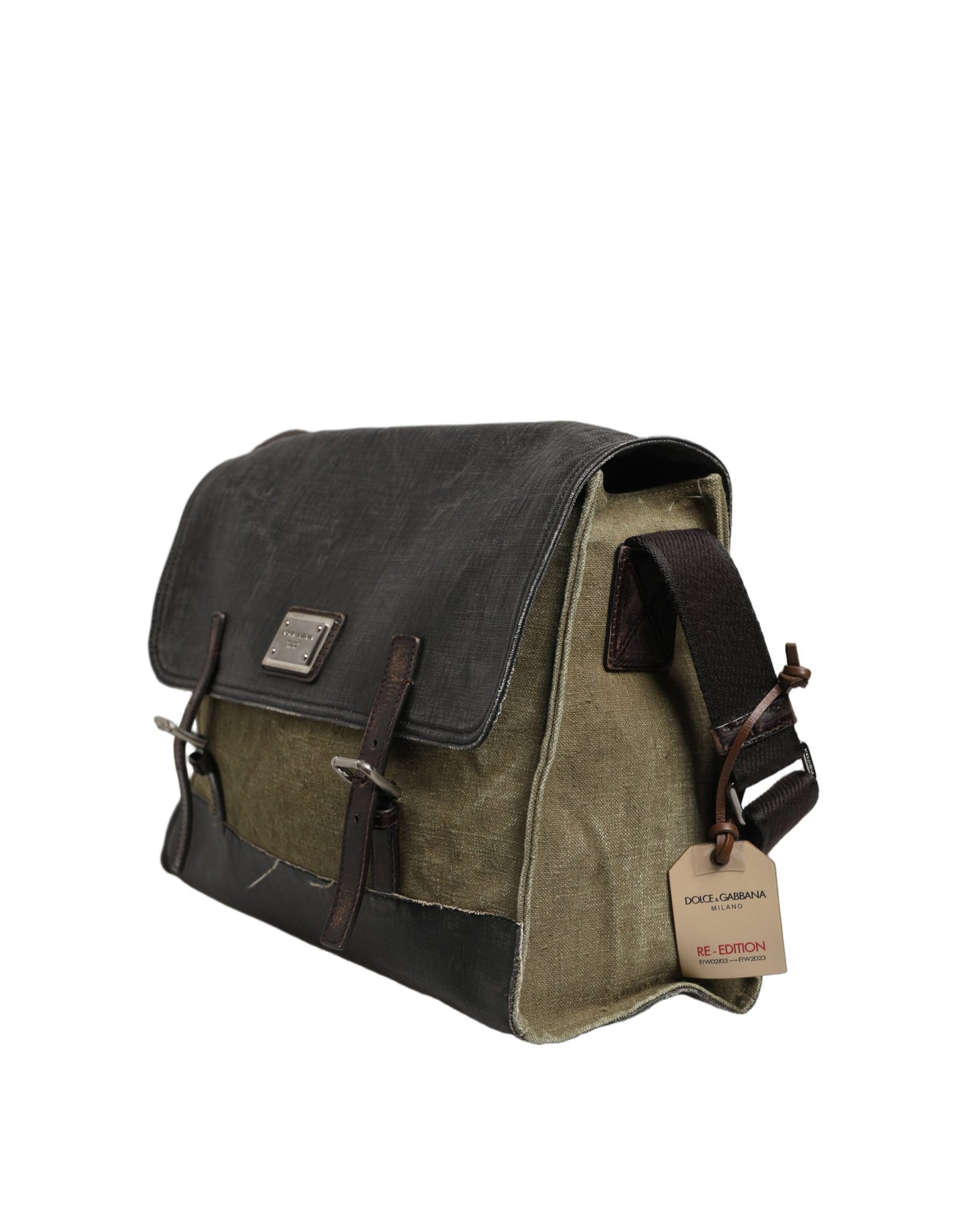 Sac bandoulière messager homme Dolce & Gabbana bicolore vert militaire