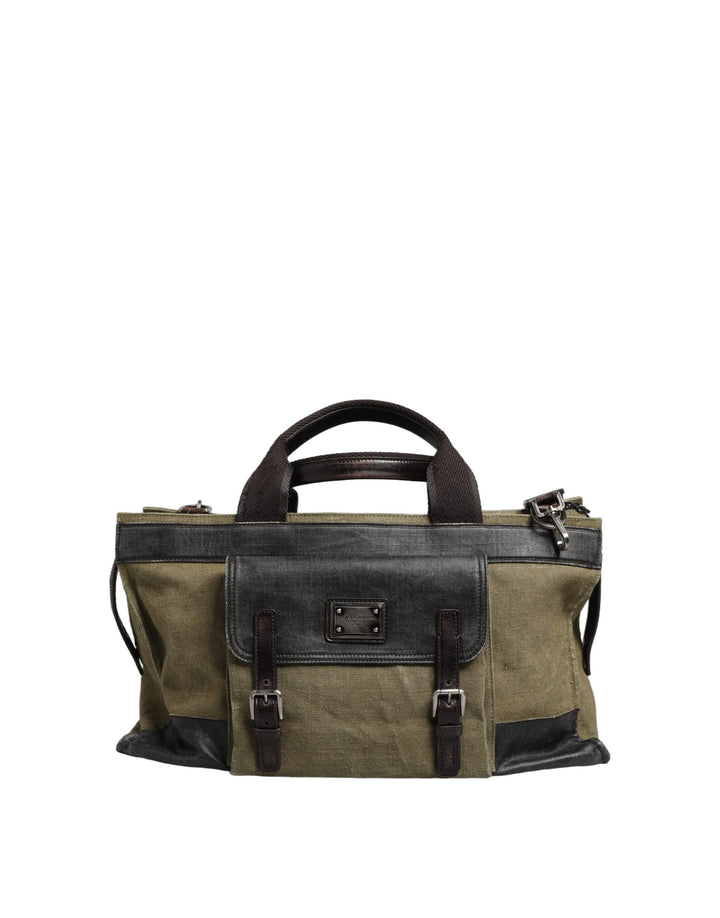 Bolso tote duffel de hombro bicolor verde militar Dolce & Gabbana