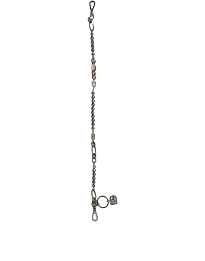 Dolce & Gabbana Collar con colgante DG con cadena tono plateado