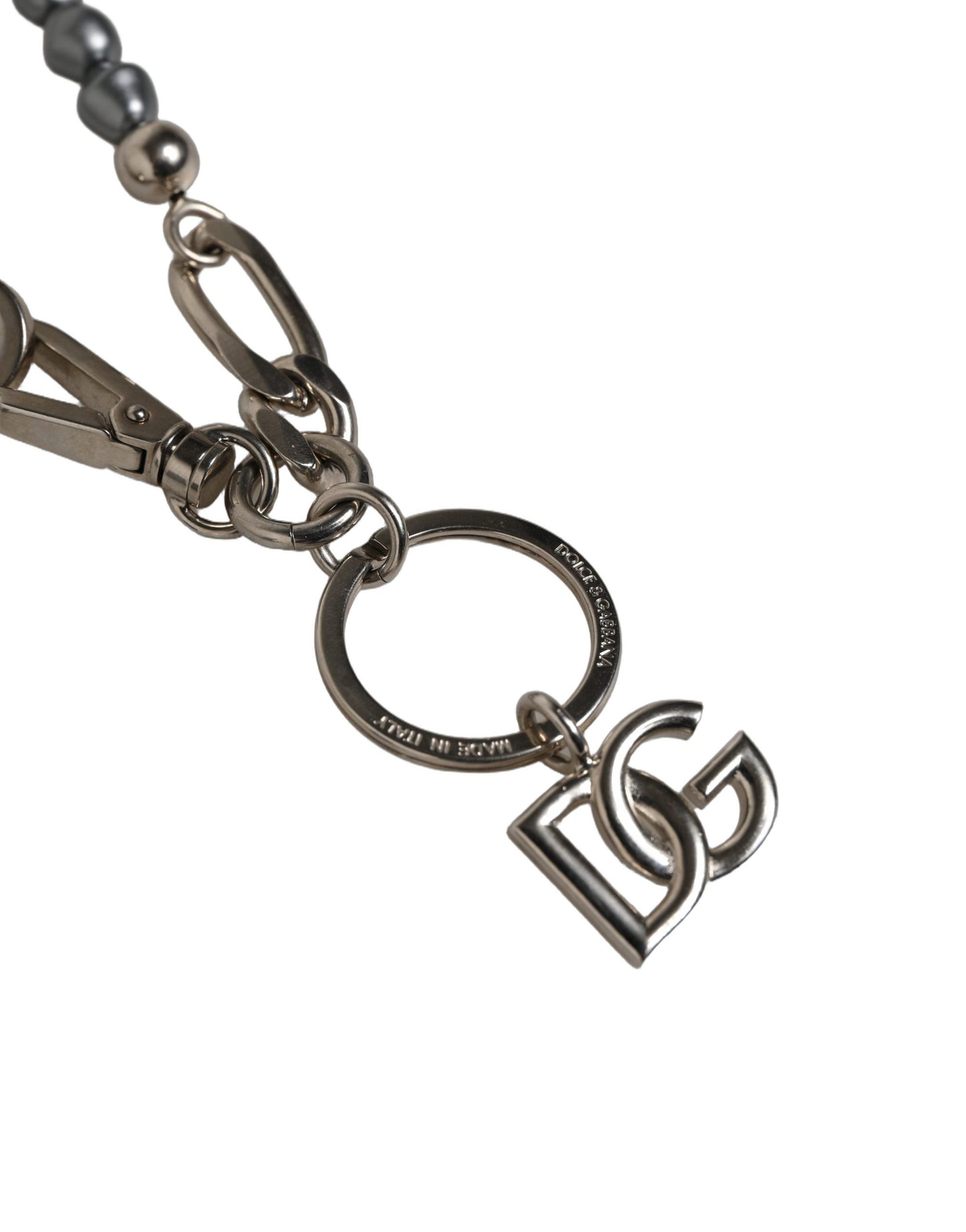 Dolce & Gabbana Collar con colgante DG con cadena tono plateado