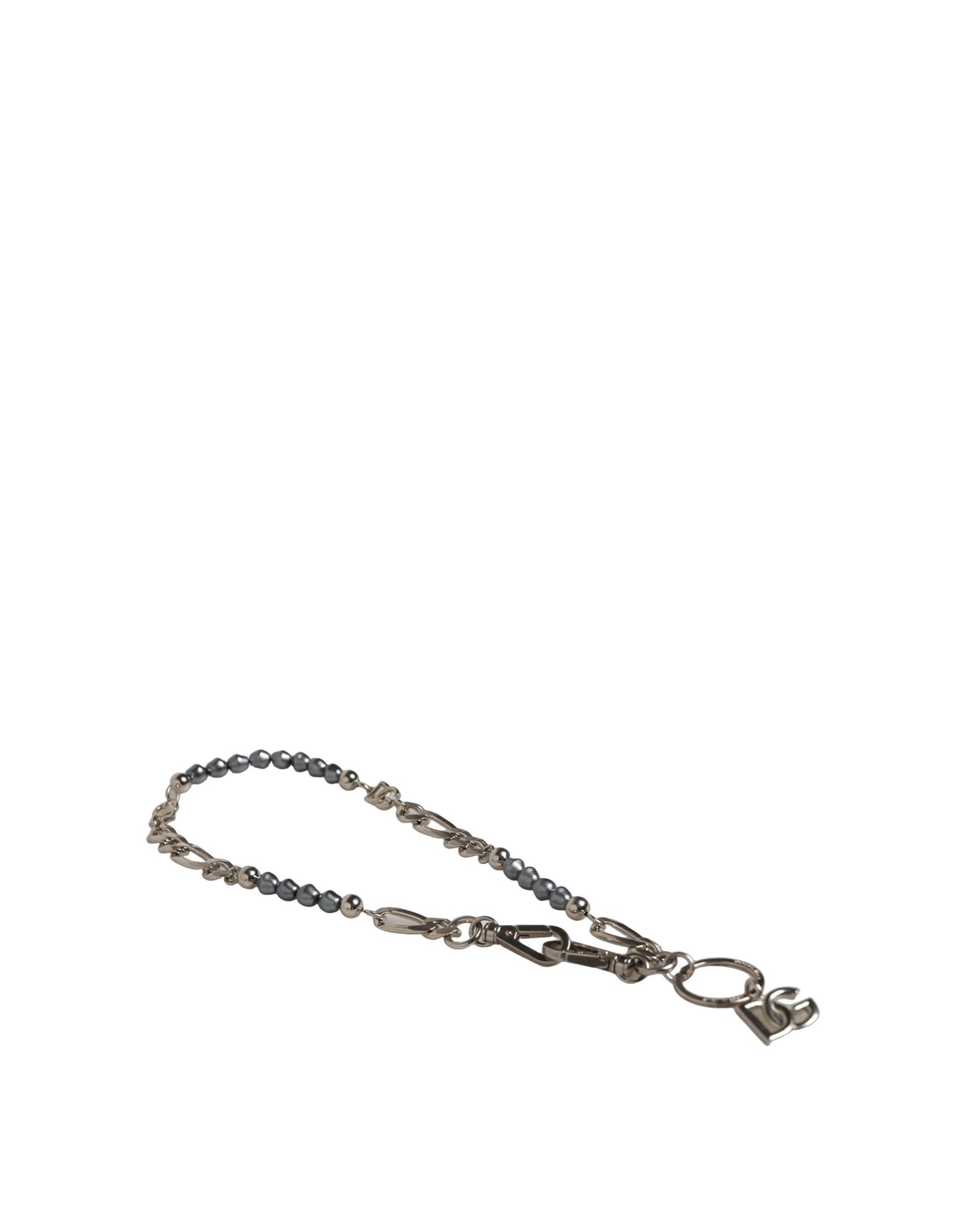 Dolce & Gabbana Collar con colgante DG con cadena tono plateado