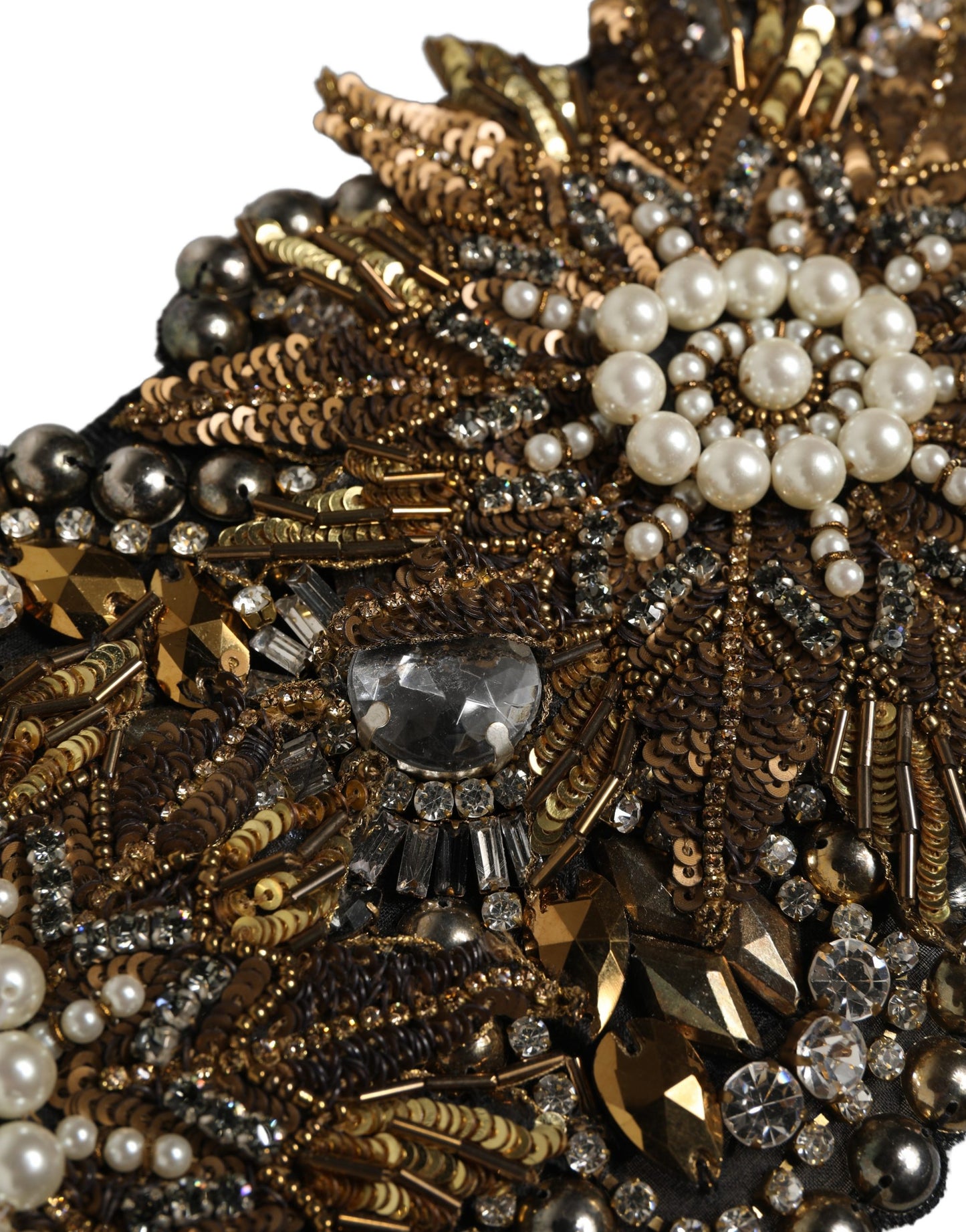 Ceinture Dolce & Gabbana en laiton doré, cristaux et broches florales noires