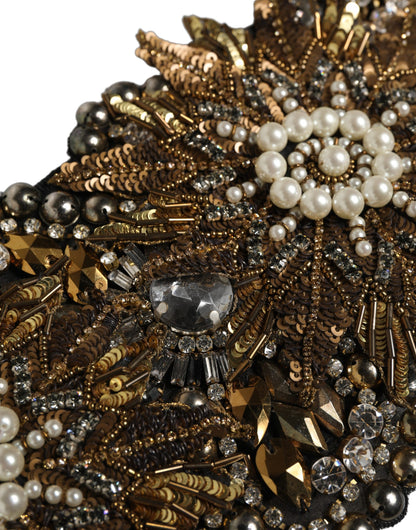 Ceinture Dolce & Gabbana en laiton doré, cristaux et broches florales noires