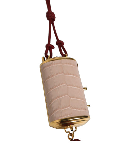 Bolso de Maquillaje Mini con Borla y Espejo Dolce & Gabbana de Piel Exótica Rosa