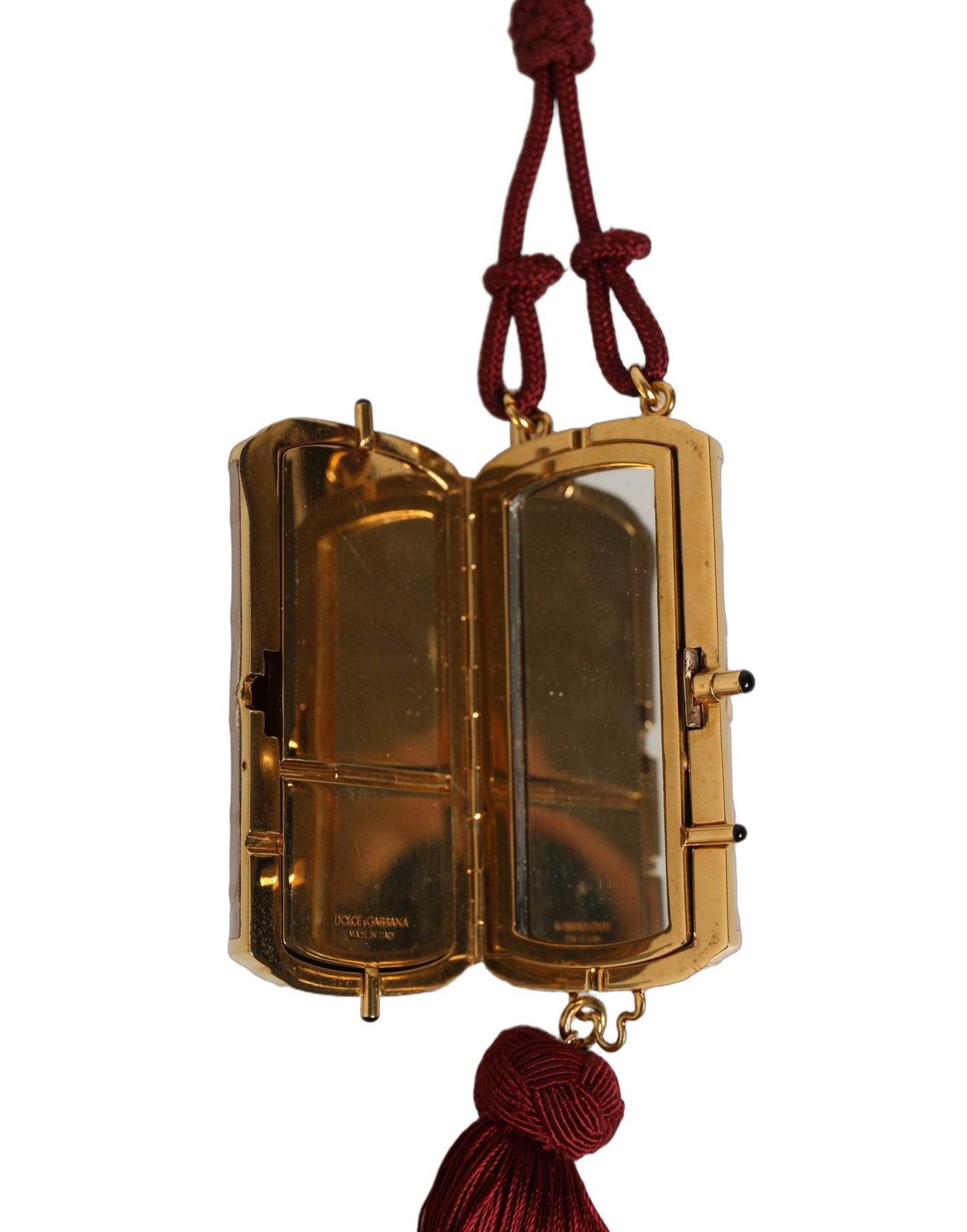 Bolso de Maquillaje Mini con Borla y Espejo Dolce & Gabbana de Piel Exótica Rosa