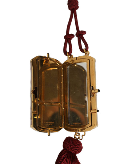 Bolso de Maquillaje Mini con Borla y Espejo Dolce & Gabbana de Piel Exótica Rosa