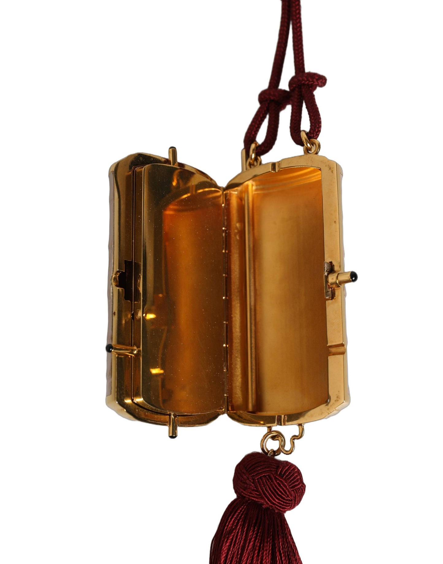 Bolso de Maquillaje Mini con Borla y Espejo Dolce & Gabbana de Piel Exótica Rosa