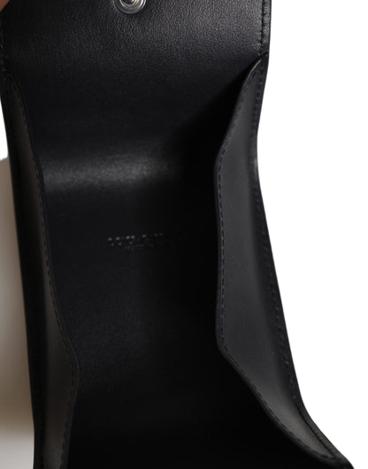 Cartera Dolce & Gabbana de piel de becerro negra con estampado de logo y monedero con doblez