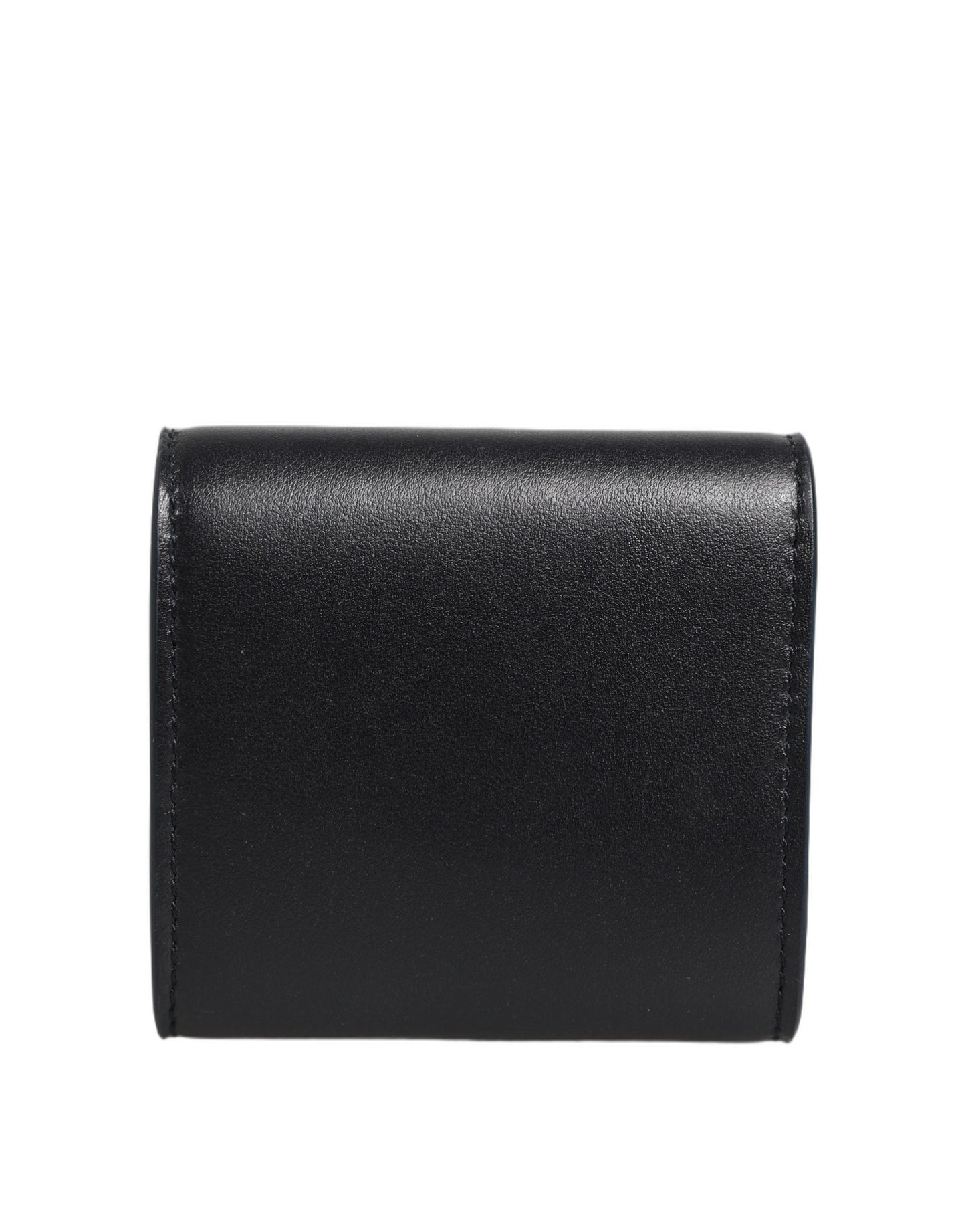 Cartera Dolce & Gabbana de piel de becerro negra con estampado de logo y monedero con doblez