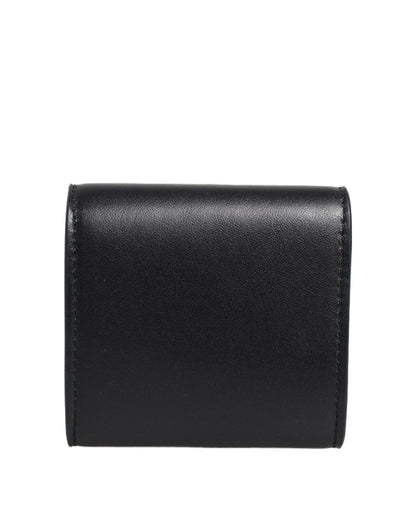 Cartera Dolce & Gabbana de piel de becerro negra con estampado de logo y monedero con doblez