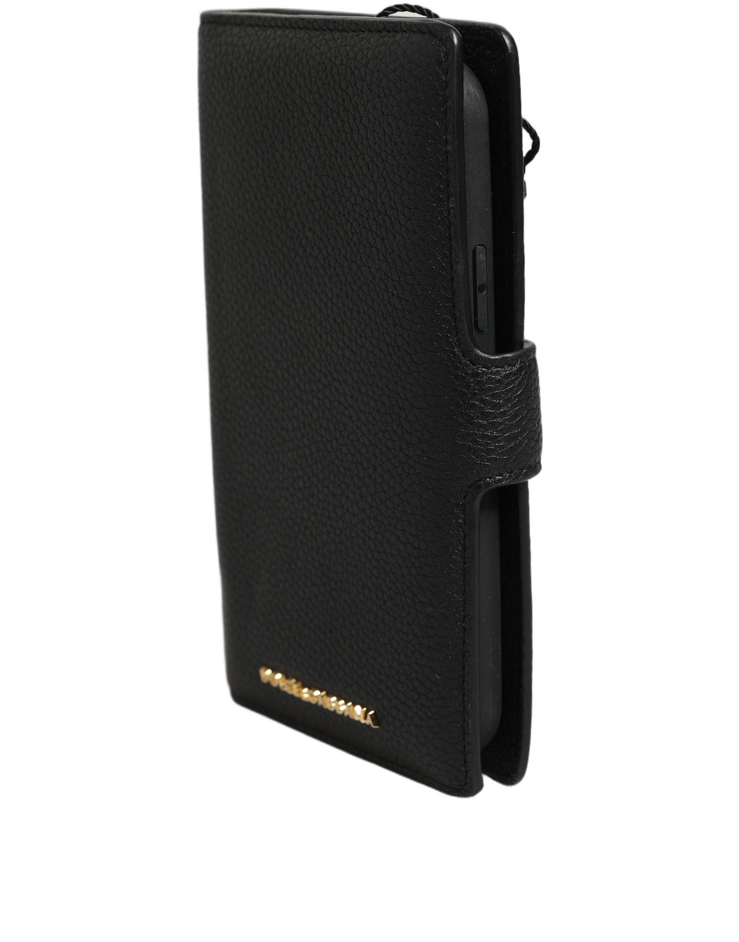 Funda con tapa Dolce & Gabbana de piel de becerro negra para iPhone 11 PRO