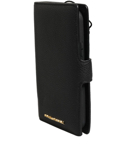 Funda con tapa Dolce & Gabbana de piel de becerro negra para iPhone 11 PRO