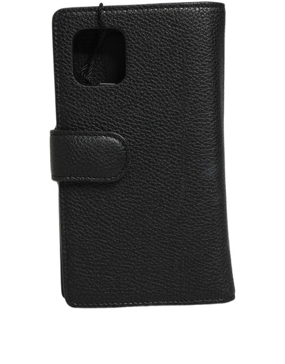 Funda con tapa Dolce & Gabbana de piel de becerro negra para iPhone 11 PRO