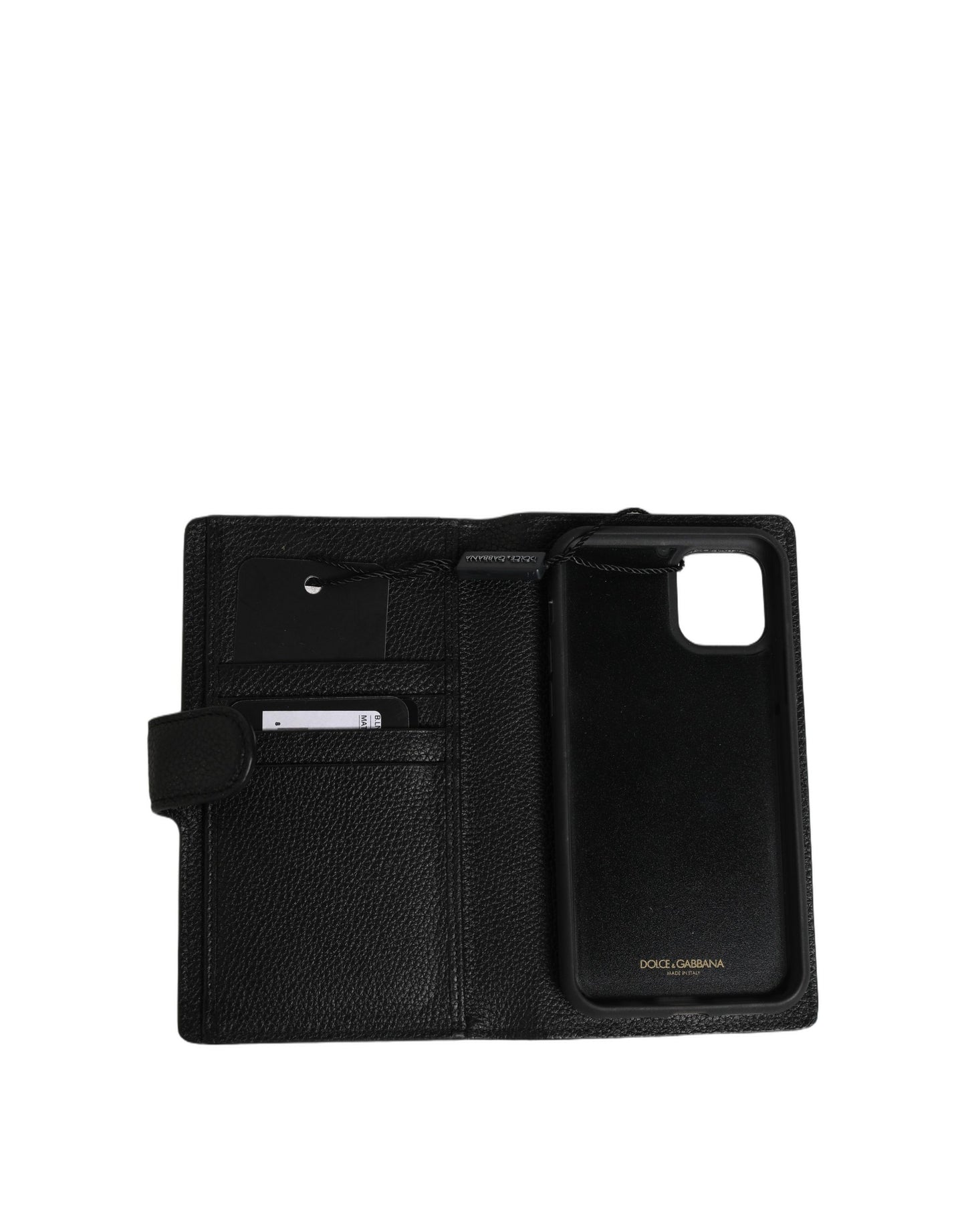 Funda con tapa Dolce & Gabbana de piel de becerro negra para iPhone 11 PRO